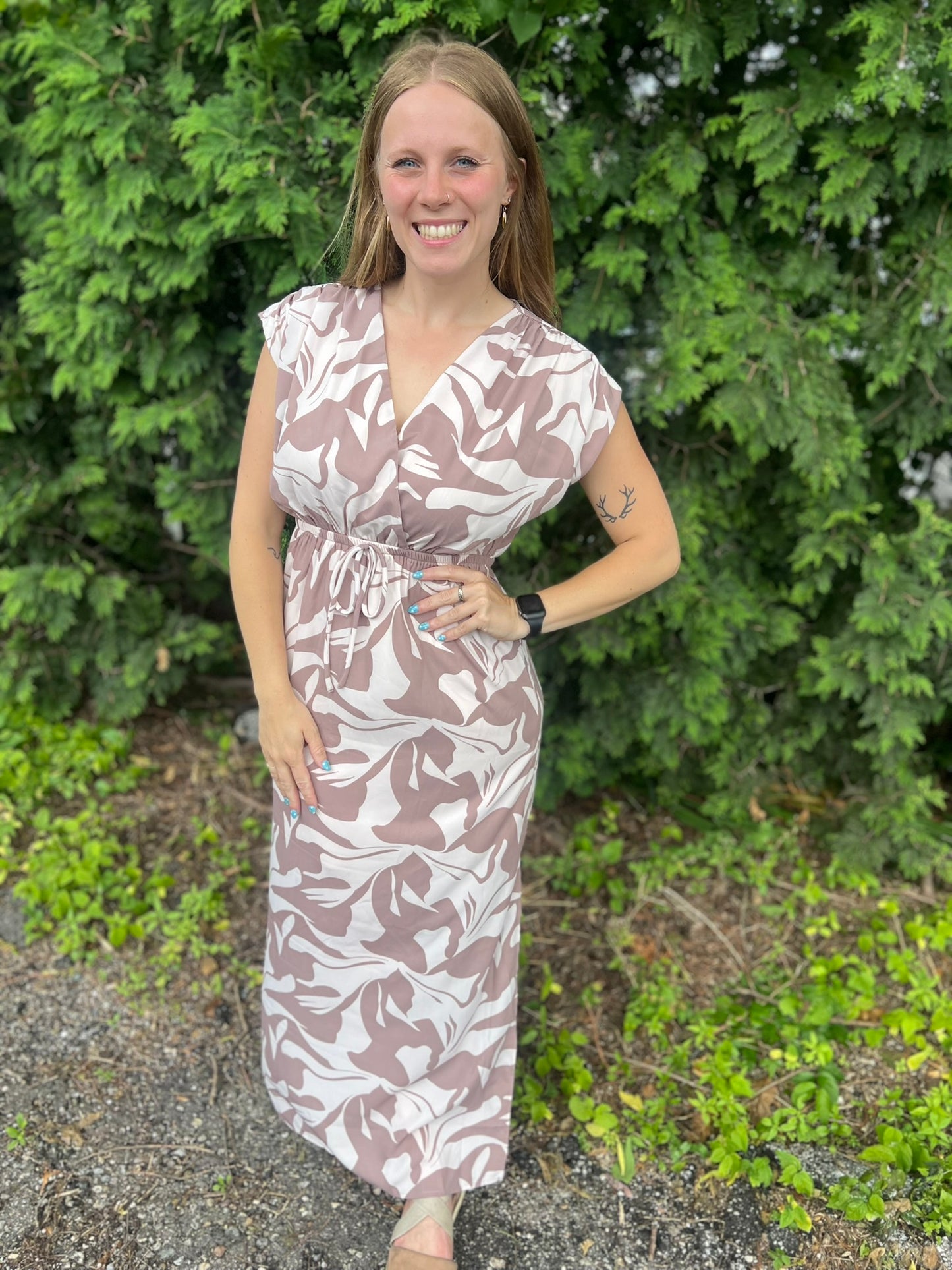 Sleeveless Abstract Print Dress