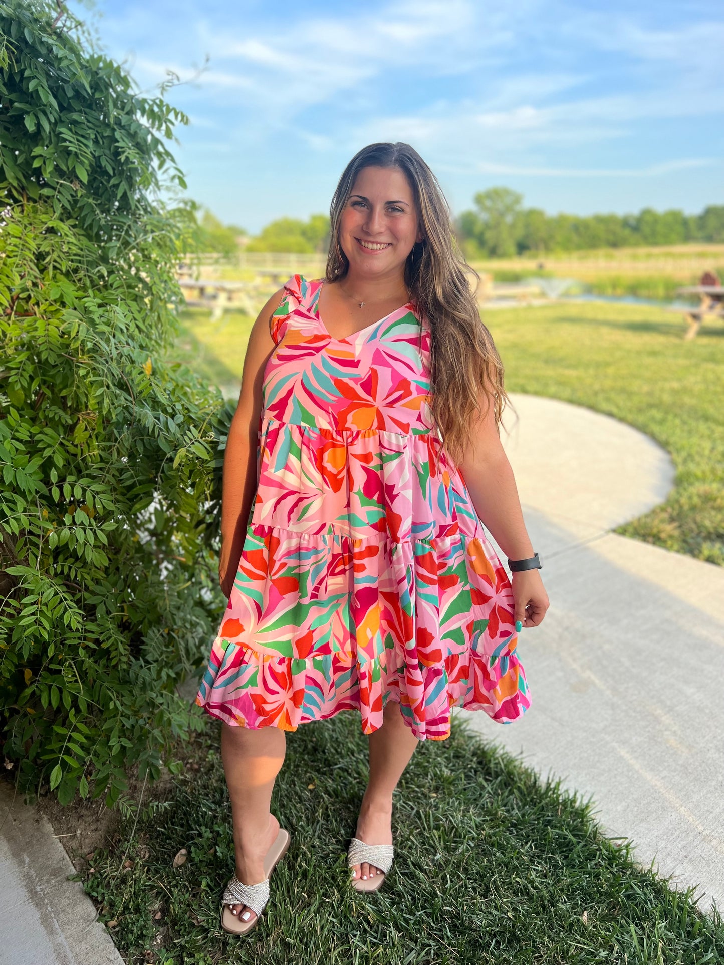 Floral Harmony Pink Dress