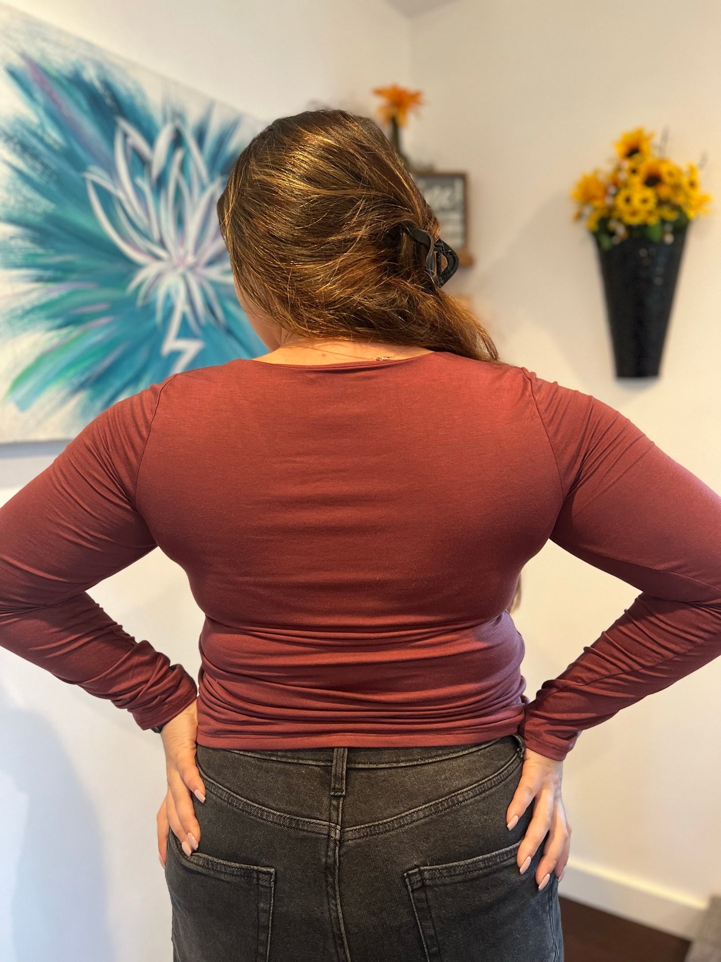 Fall in love maroon long sleeve top