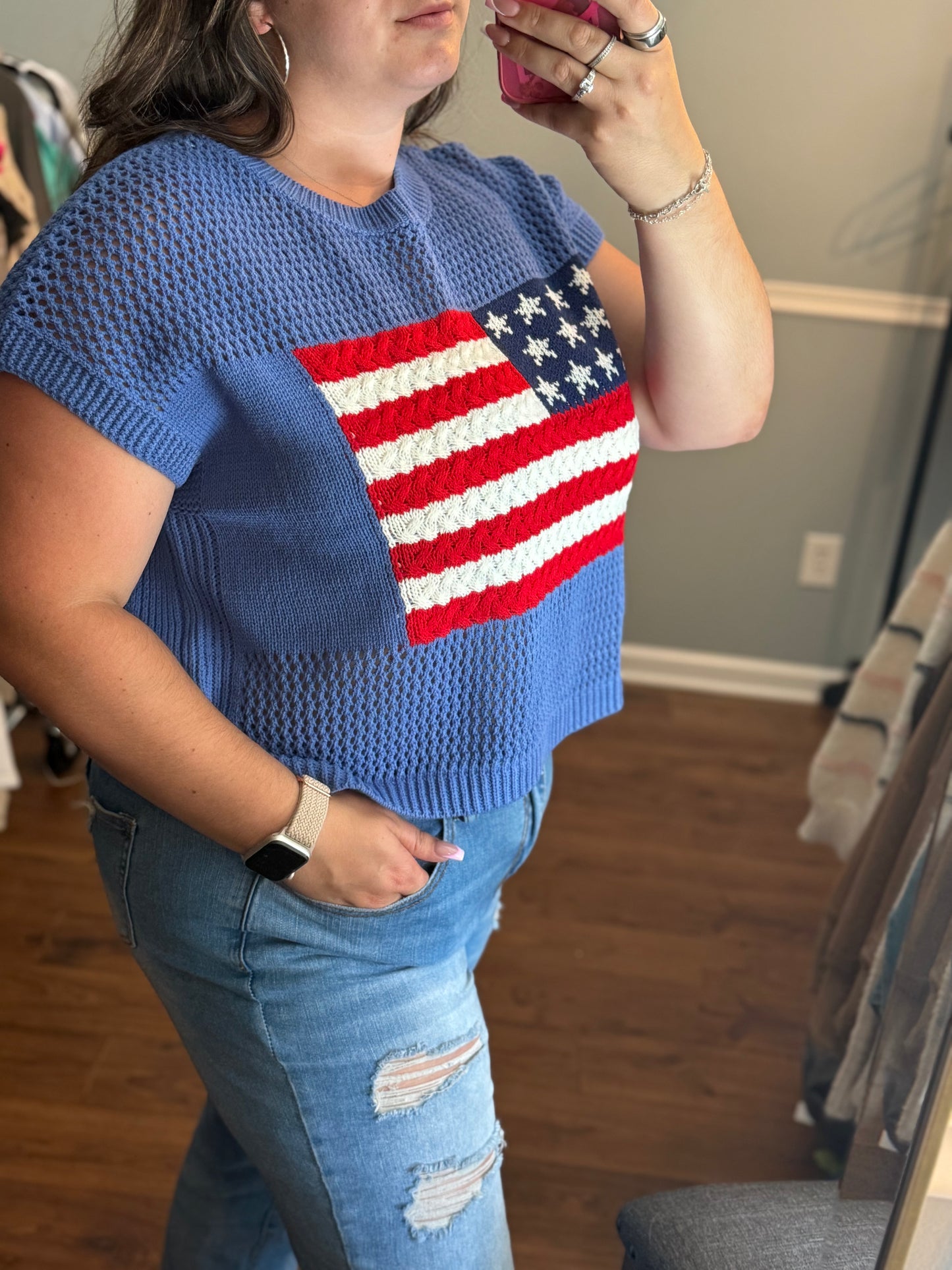 American flag sweater top