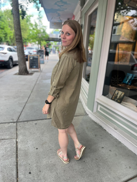 High Low Olive Tshirt Dress