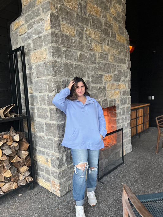 Sky blue button up sweatshirt