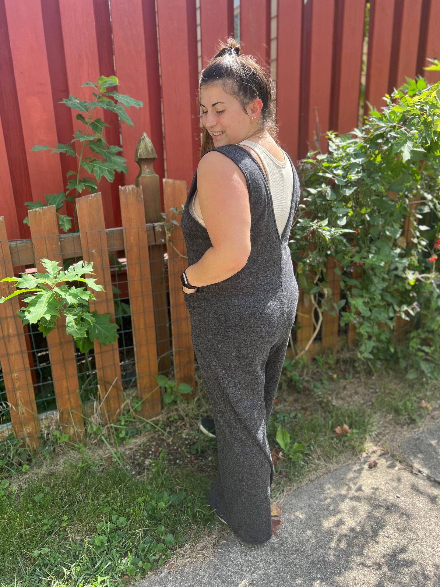 Cozy Grey Pocket Jumpsuit