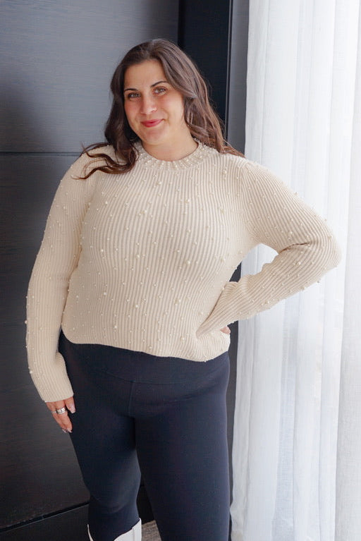 Blessed in Ivory and Pearls Sweater