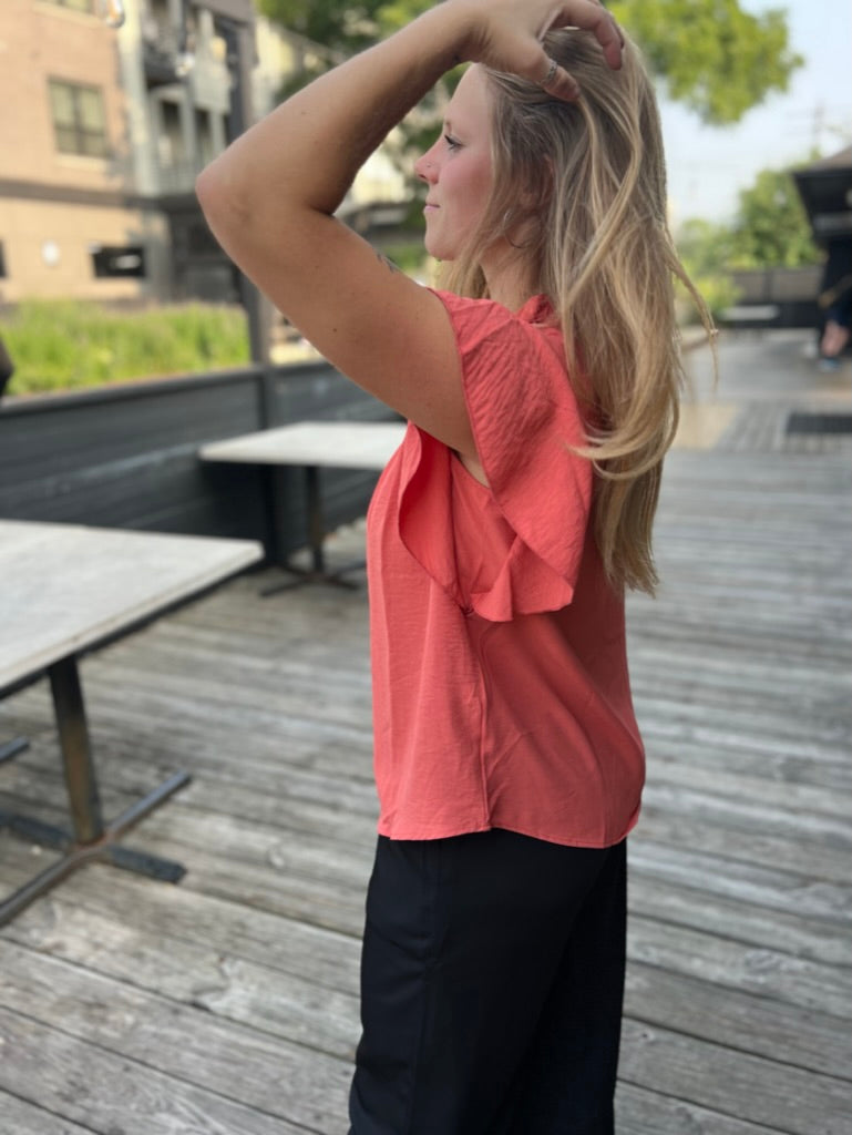 Stand out in Orange Ruffle Top