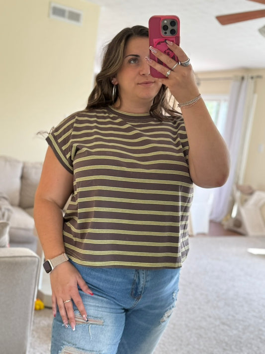 Charcoal and Lime Top
