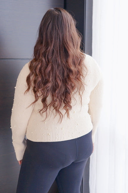 Blessed in Ivory and Pearls Sweater
