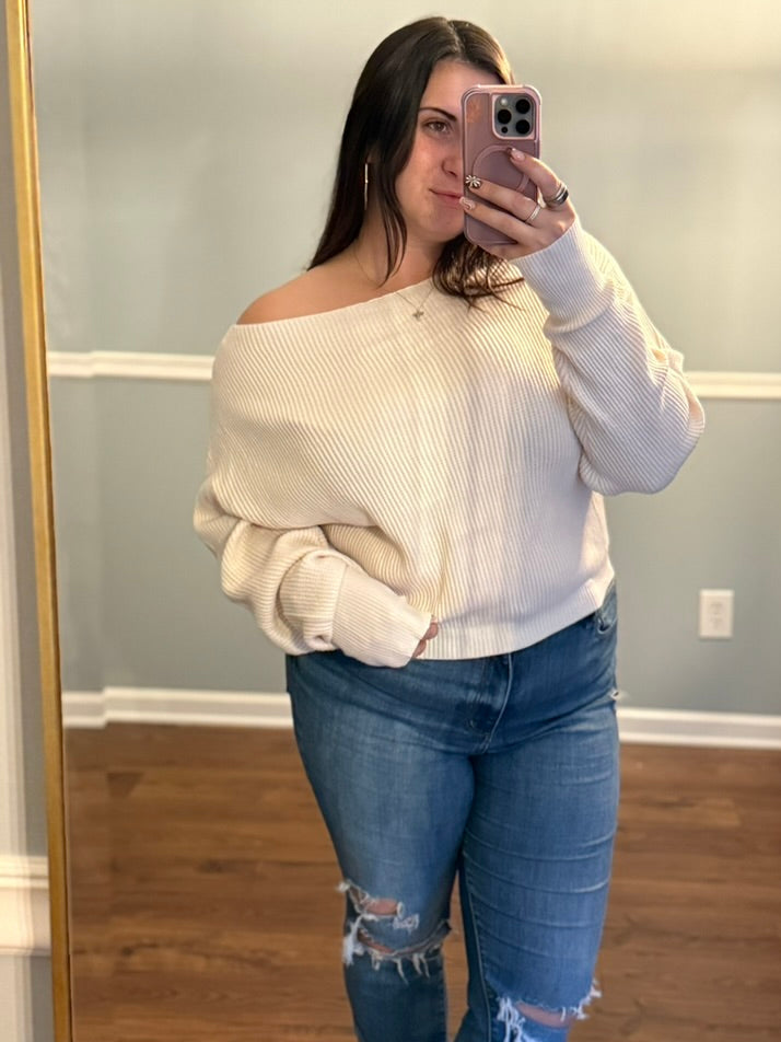 Falling for You Cream Sweater