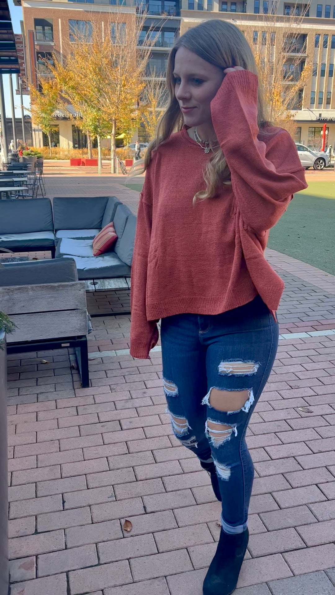 Fireside drop shoulder loose fit sweater