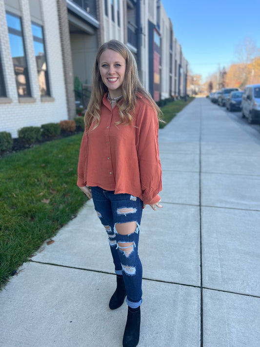 Enchanting Touch rust long sleeve top