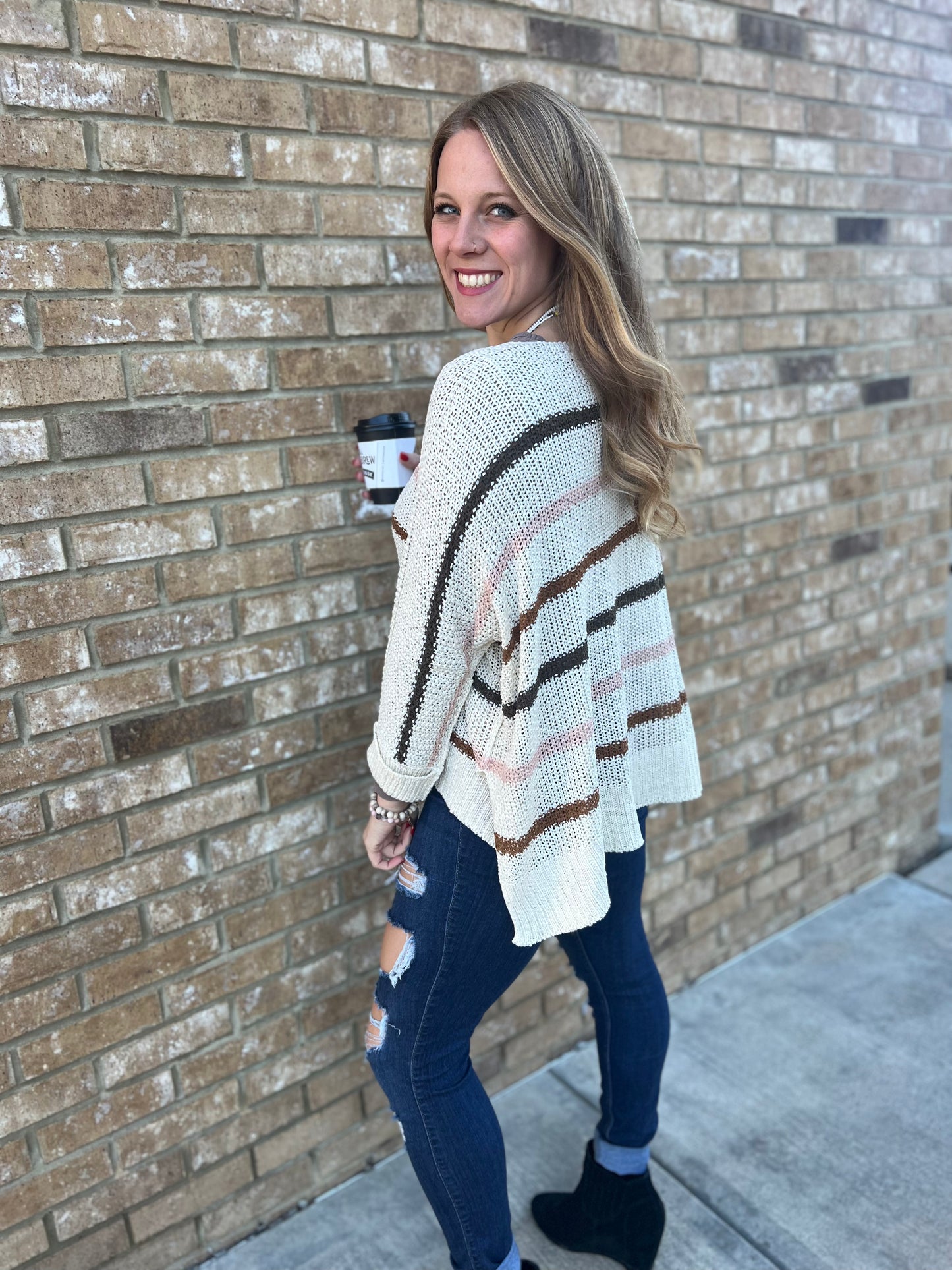 Eyes on you multi color stripe sweater