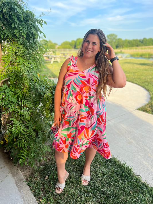 Floral Harmony Pink Dress