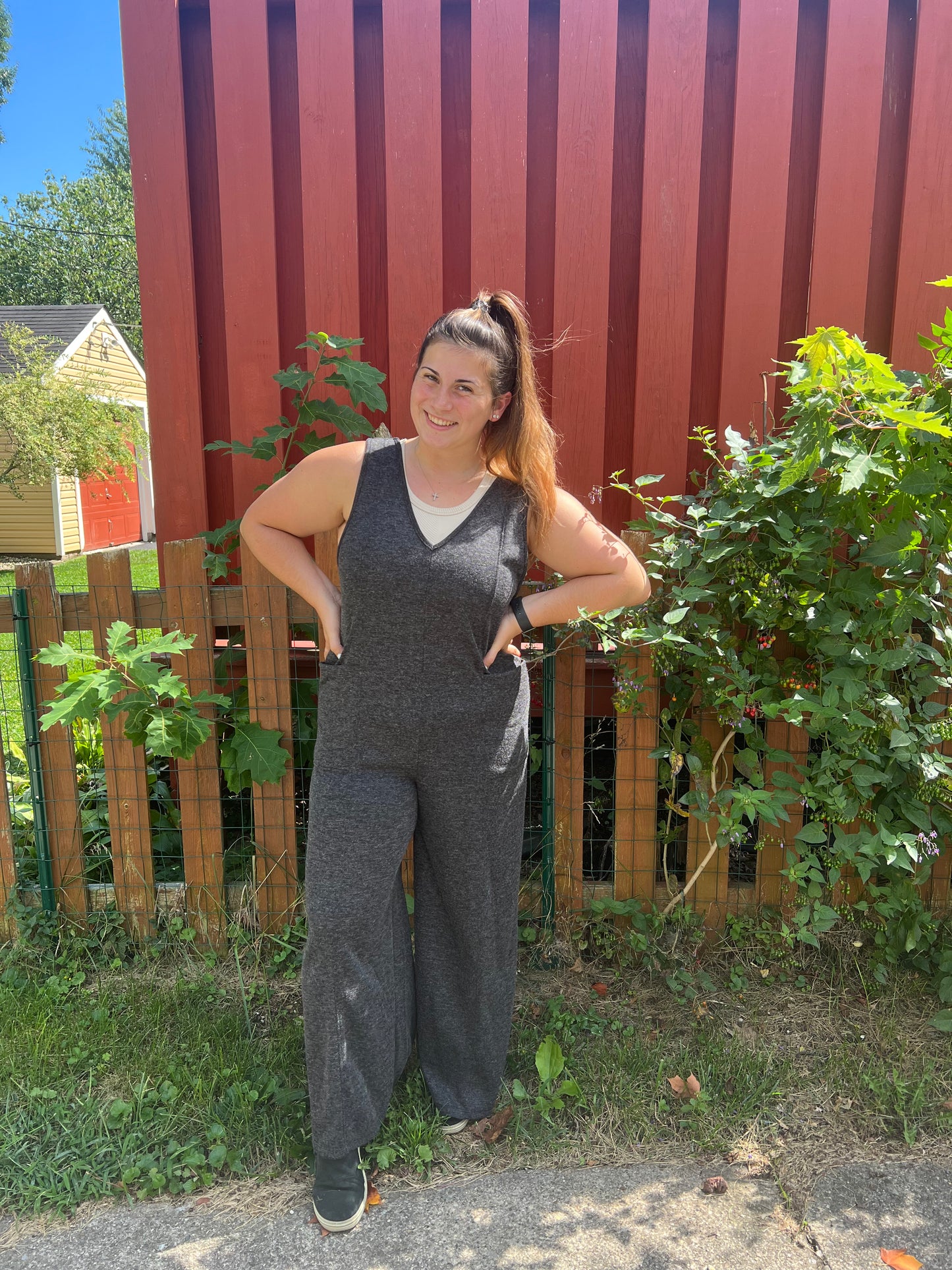 Cozy Grey Pocket Jumpsuit