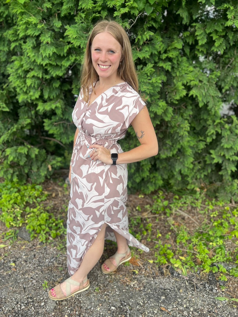 Sleeveless Abstract Print Dress