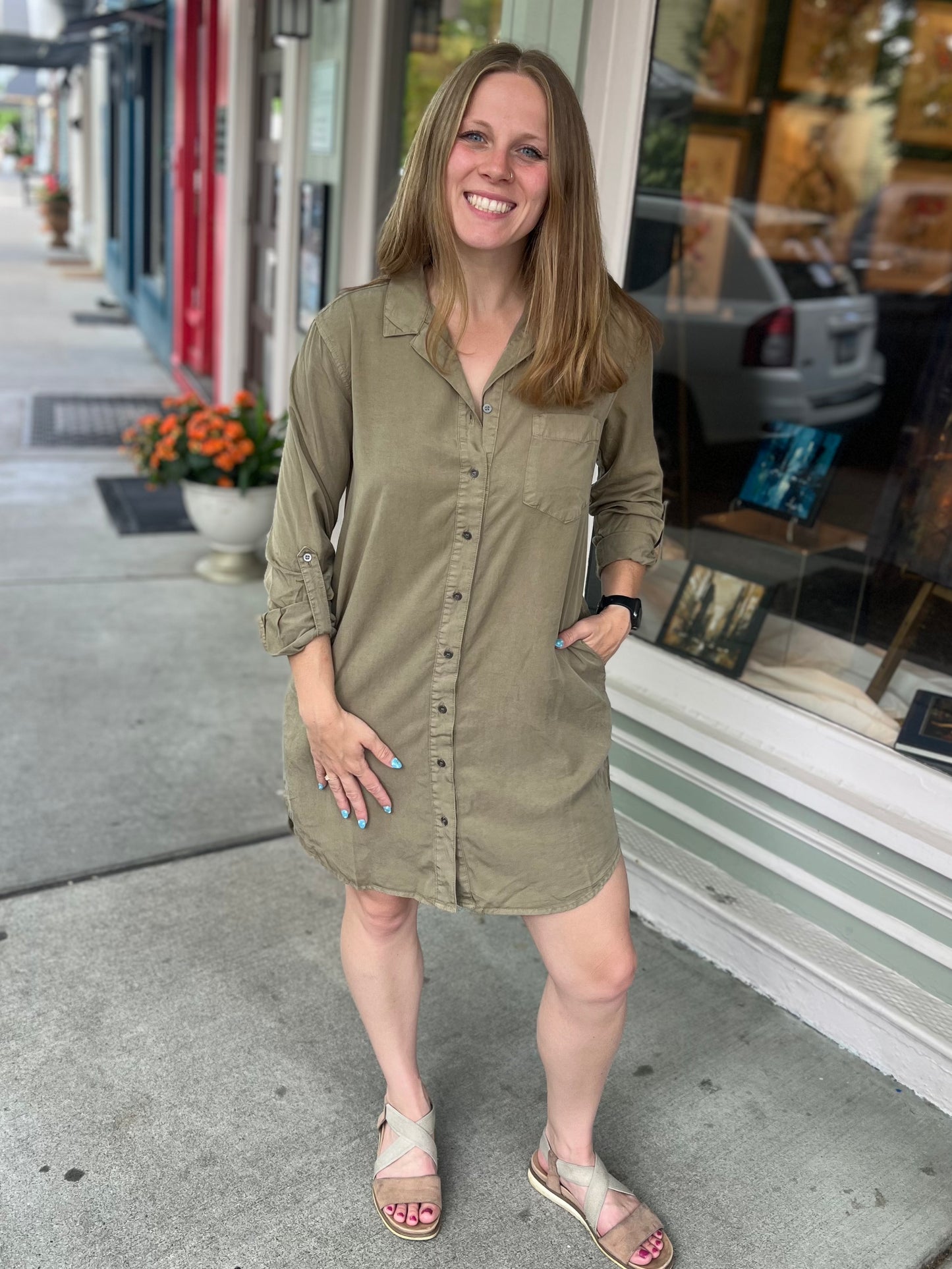 High Low Olive Tshirt Dress