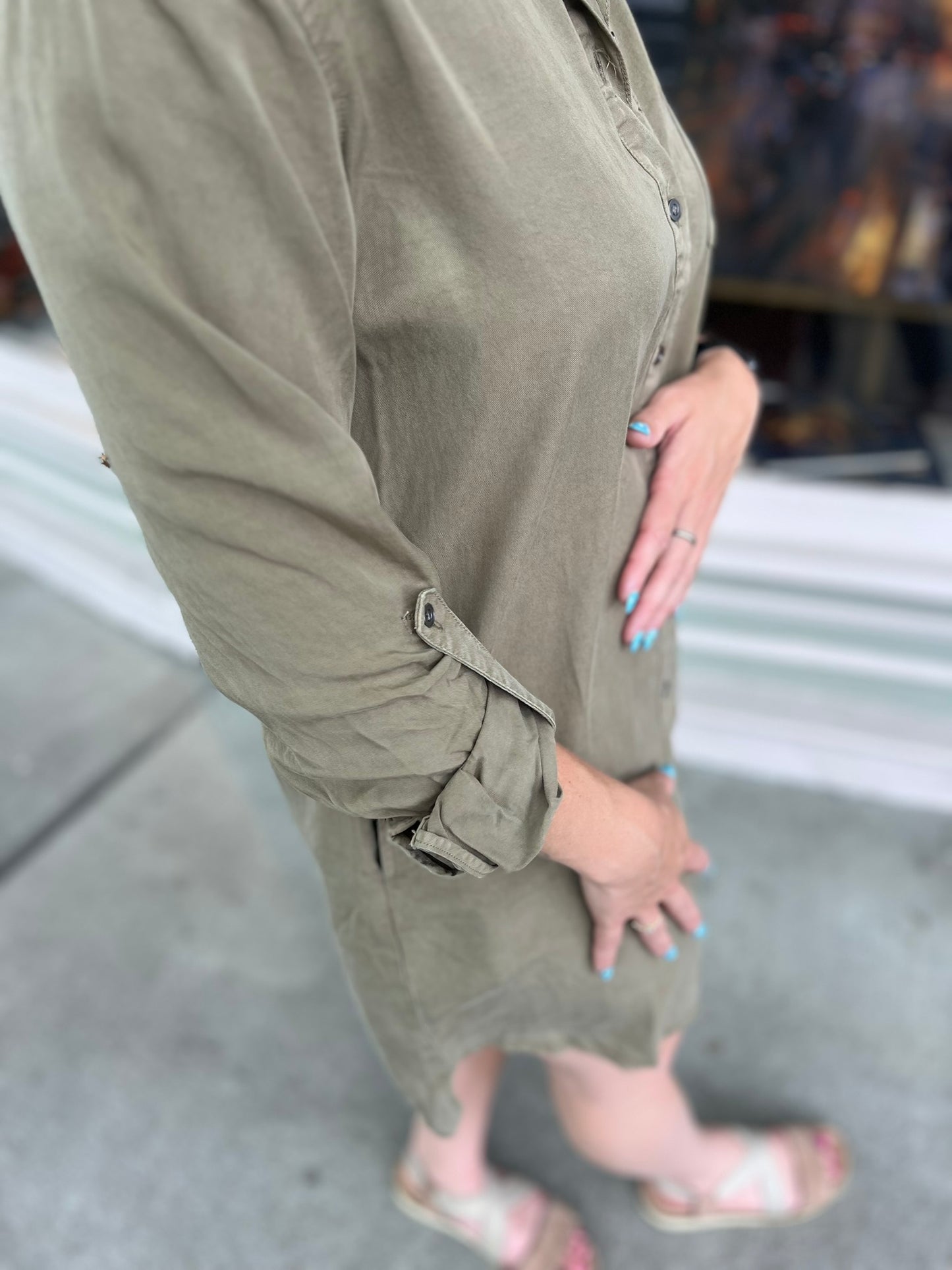 High Low Olive Tshirt Dress