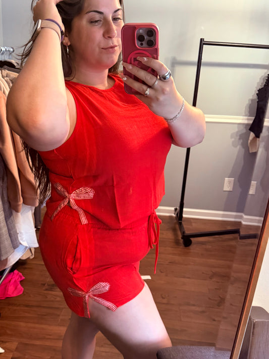 Red Kiss Bow Set