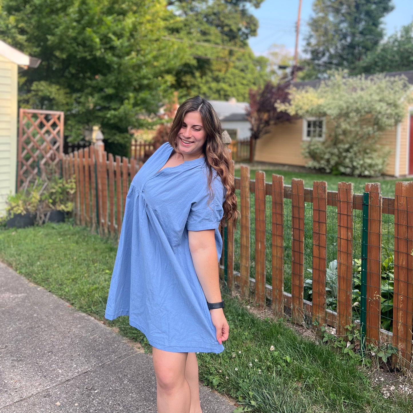 Across the Sea Blue v-neck Dress