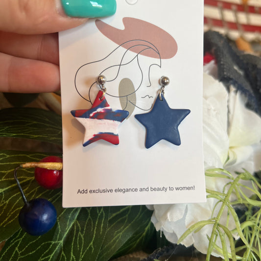 Tie die Fourth of July dangle earrings