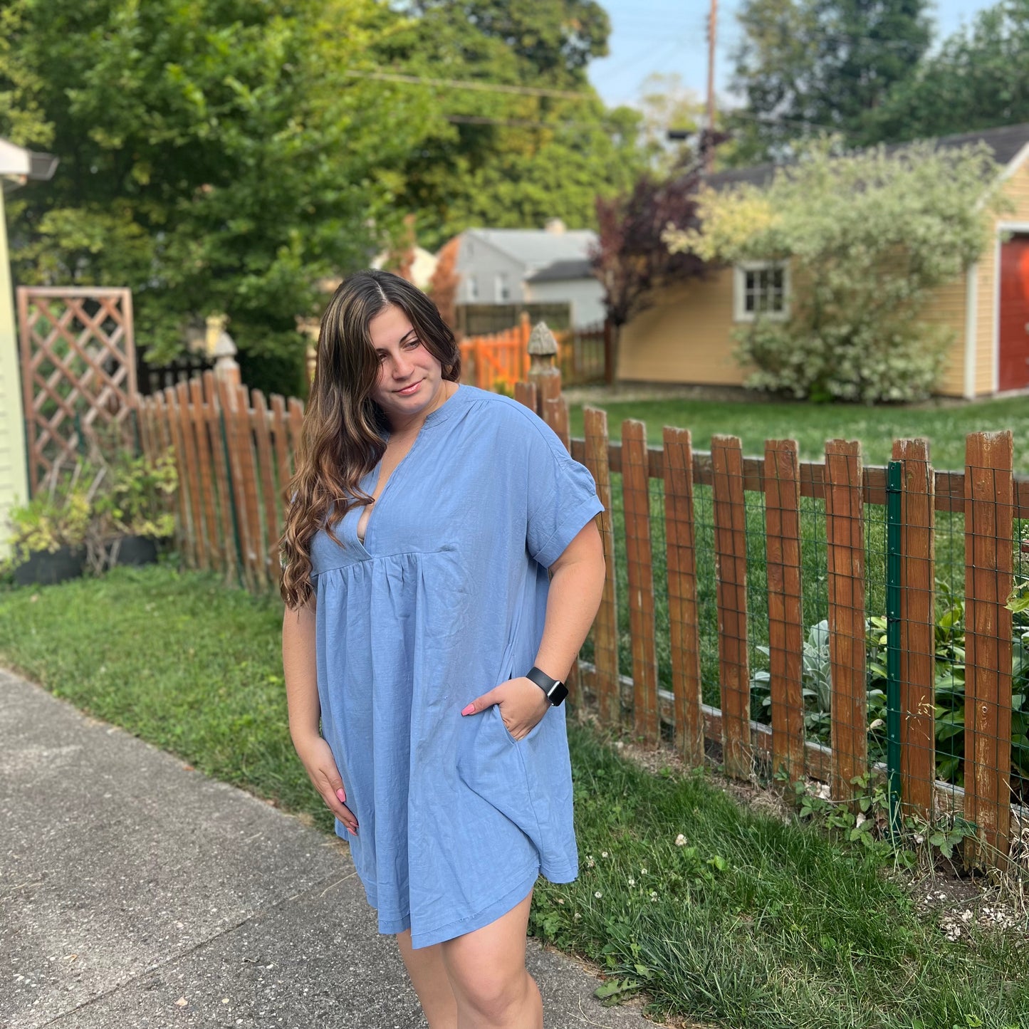 Across the Sea Blue v-neck Dress