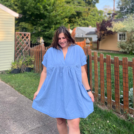 Across the Sea Blue v-neck Dress