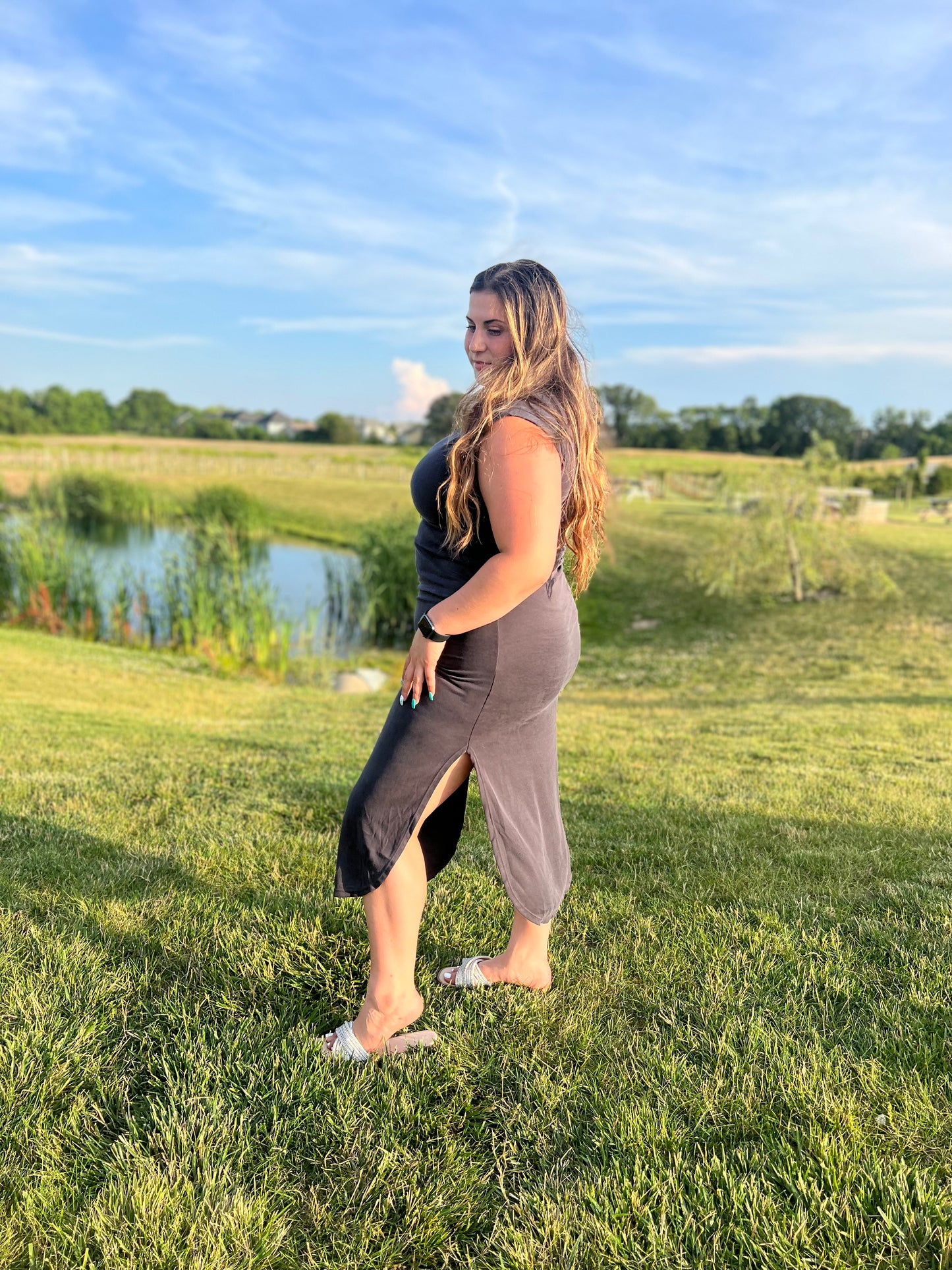 Living the Dream Charcoal Maxi Dress