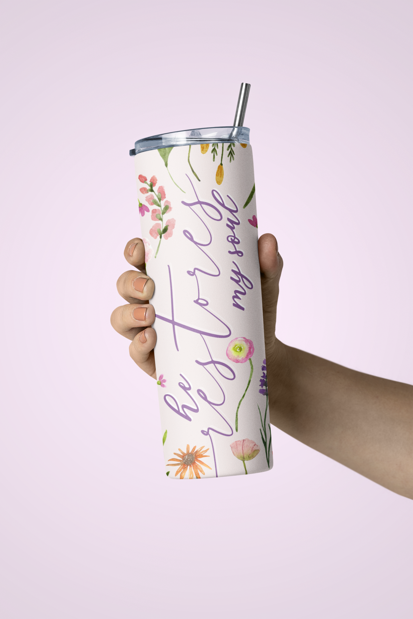 He Restores My Soul Stainless Steel Skinny Tumbler